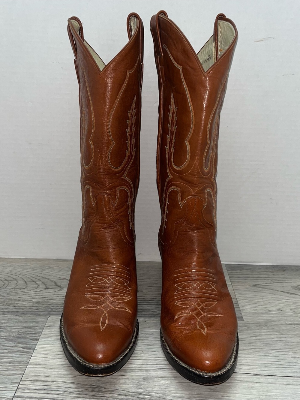 Vintage 1981 Larry Mahan Leather Cowboy Boots Brown Womens 275 US 7.5B (Narrow)
